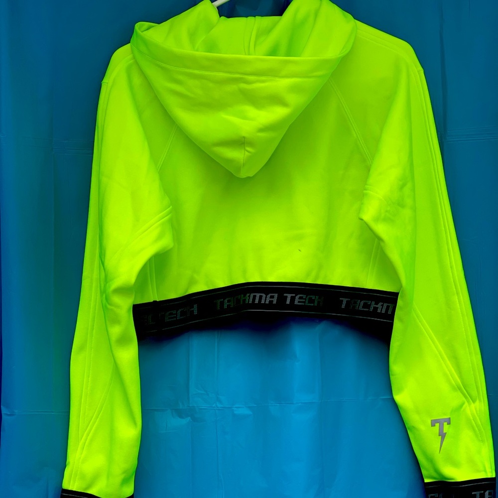 CROP TOP NEON NWT Hoodie Chartreuse cropped XS juniors - Picture 3 of 7